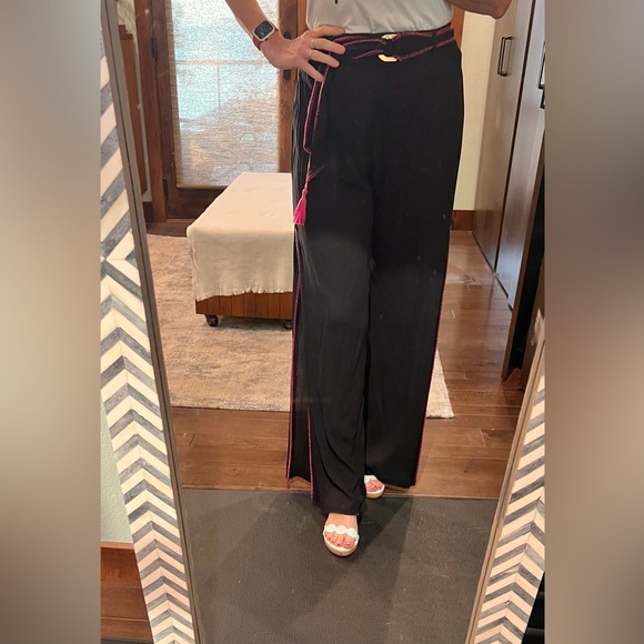 Trina Turk Black Slit wide leg pants size M - Picture 2 of 9